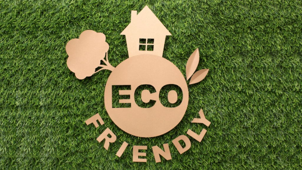 Eco friendly sign on grass