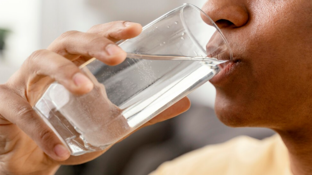 Man drinking clean water