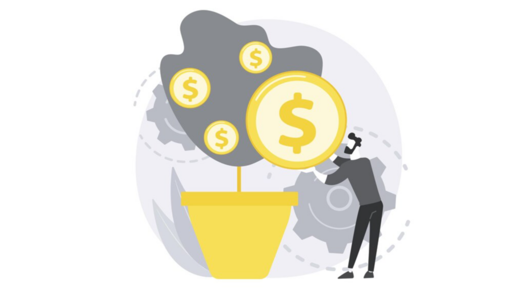 Animated Image of a Man Tending to a Money Tree