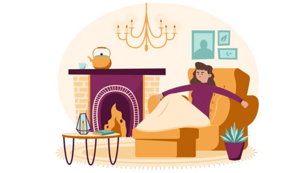 Animated Image of a Woman Being Comfortable in a Living Room