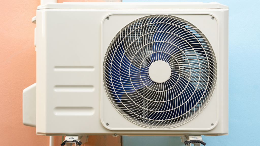 A Heat Pump with a Pink and Blue Background