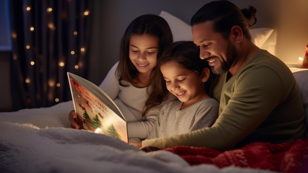 Family Reading Together at Night