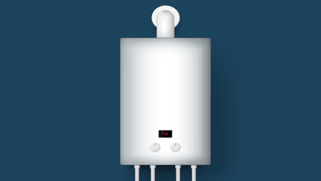 Tankless Water Heater Blue Background